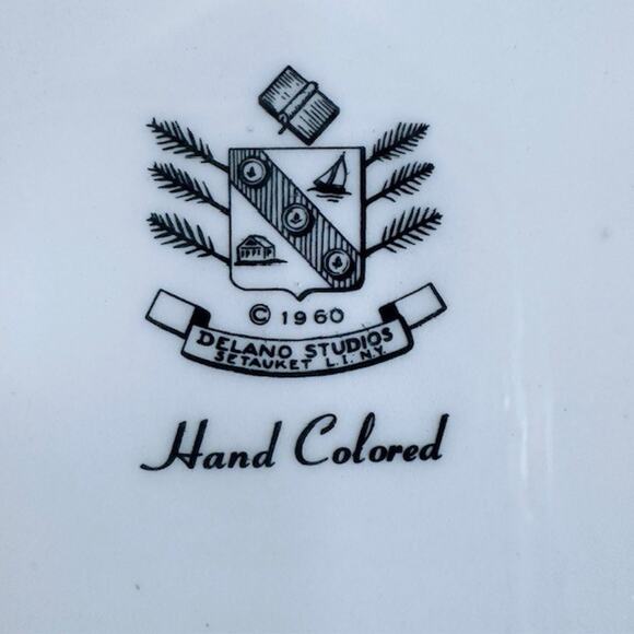 Delano Studios Town of Brookhaven New York Collector 1960 Plate Hand Colored VTG - Picture 3 of 9